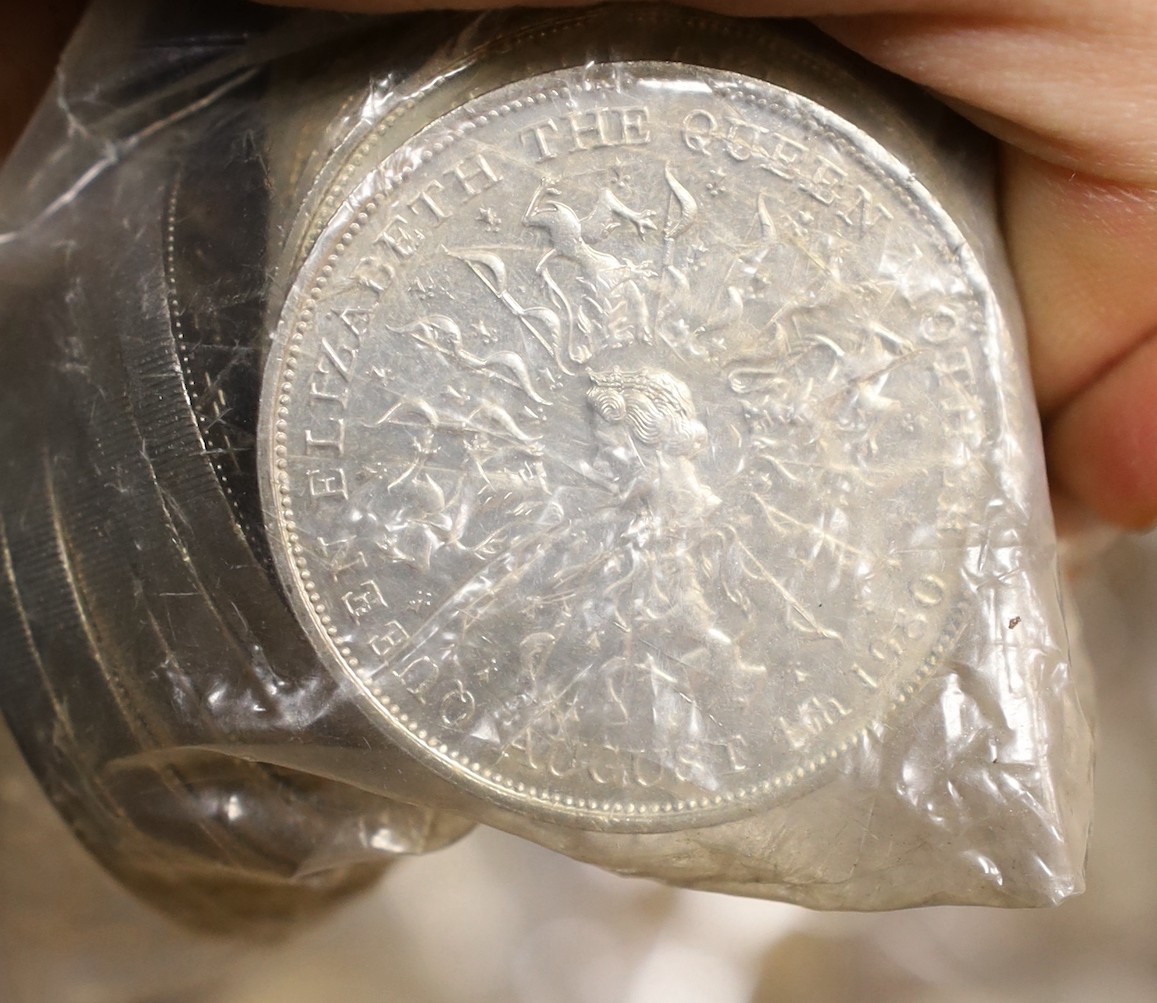 A large quantity of QE2 UK commemorative crowns, including Elizabeth the Queen Mother 1984 marriage of Prince of Wales and lady Diana 1981